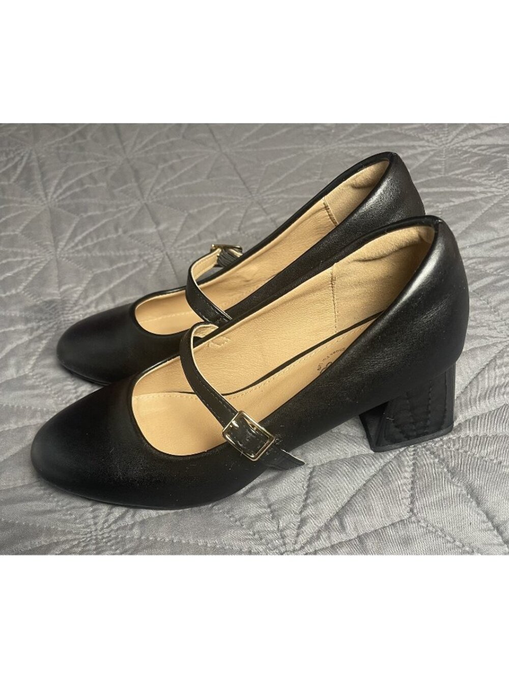 Trary Womens Mary Jane Block Heels Size 7 Black Chunky Pumps Dress Comfort Shoes